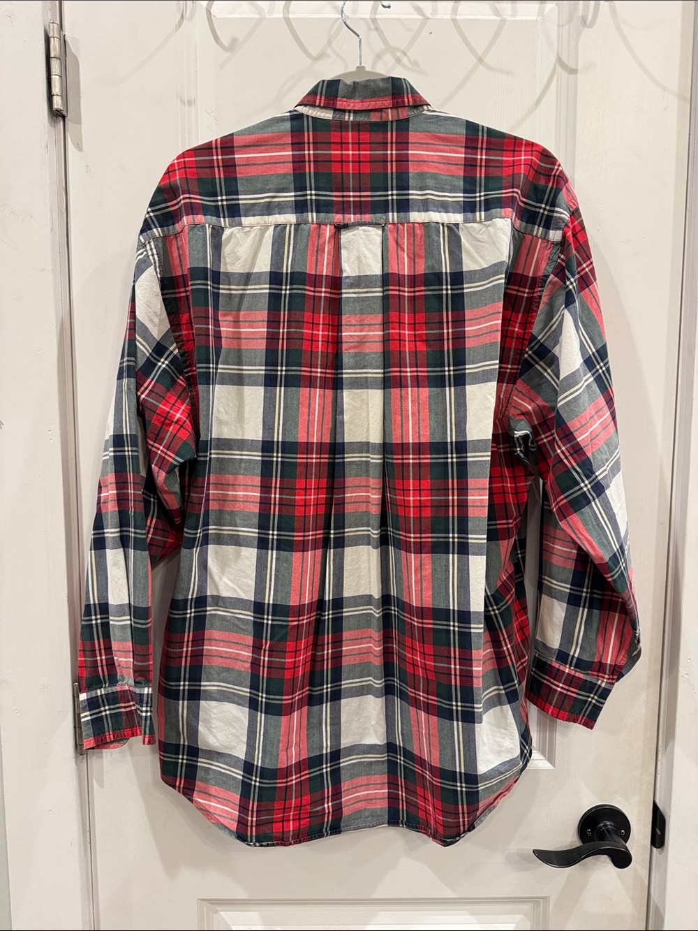 Vintage Nautica Red Navy White Tartan Plaid Button-Down Shirt Size Large - Picture 7 of 11